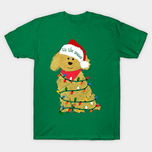 Cute Christmas Golden Doodle Puppy T-Shirt by emrdesigns